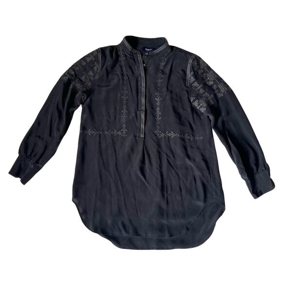 Madewell Black Silk Ballad Embroidered Tunic Small - Picture 4 of 12